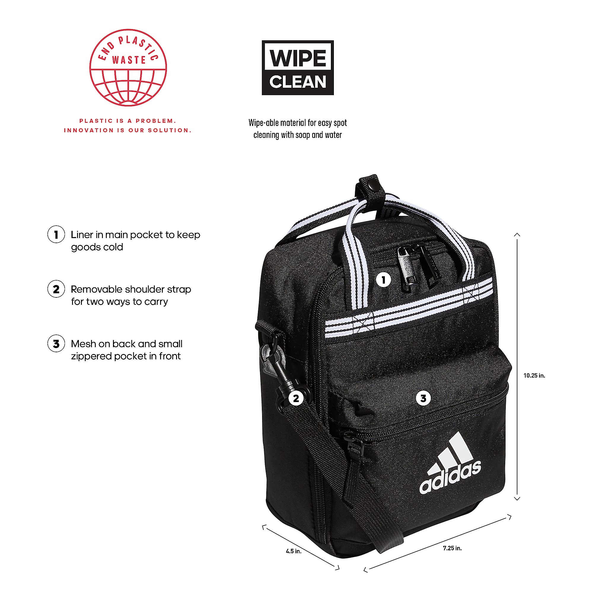Foto 2 | Bolsa De Almuerzo Adidas Squad Insulated 7l, Color Negro/blanco, Unisex - Venta Internacional.