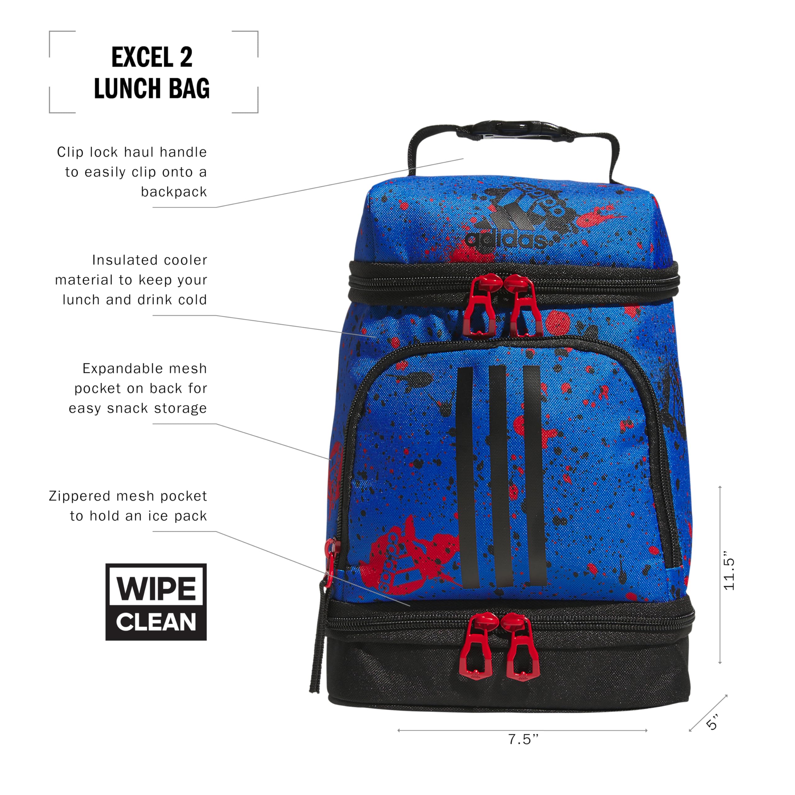 Foto 2 | Bolsa De Almuerzo Adidas Excel 2 Con Aislamiento Splatter Bright Royal - Venta Internacional.