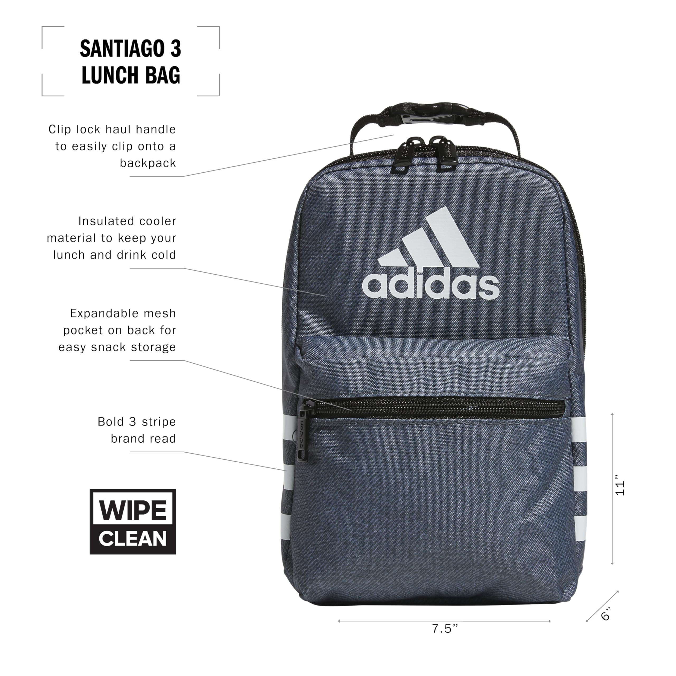 Foto 3 pulgar | Lonchera Adidas Santiago Con Aislamiento Para Alimentos, Color Gris - Venta Internacional.