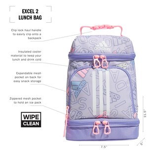 Foto 2 | Bolsa De Almuerzo Adidas Excel 2 Con Aislamiento Adi Comp, Plata Y Violeta - Venta Internacional.