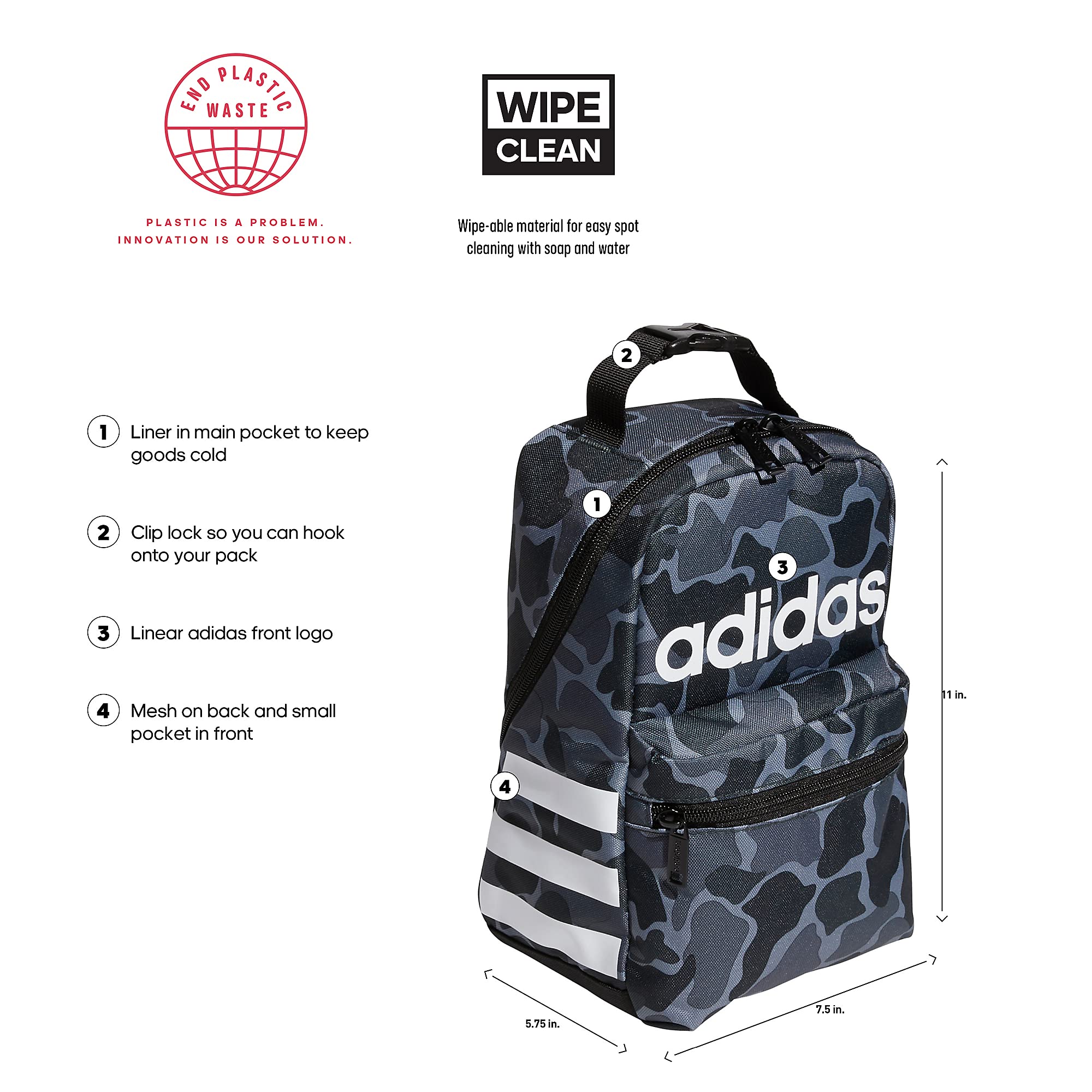 Foto 3 pulgar | Bolsa De Almuerzo Adidas Santiago, Contenedor Aislante Para Comida Escolar - Venta Internacional.