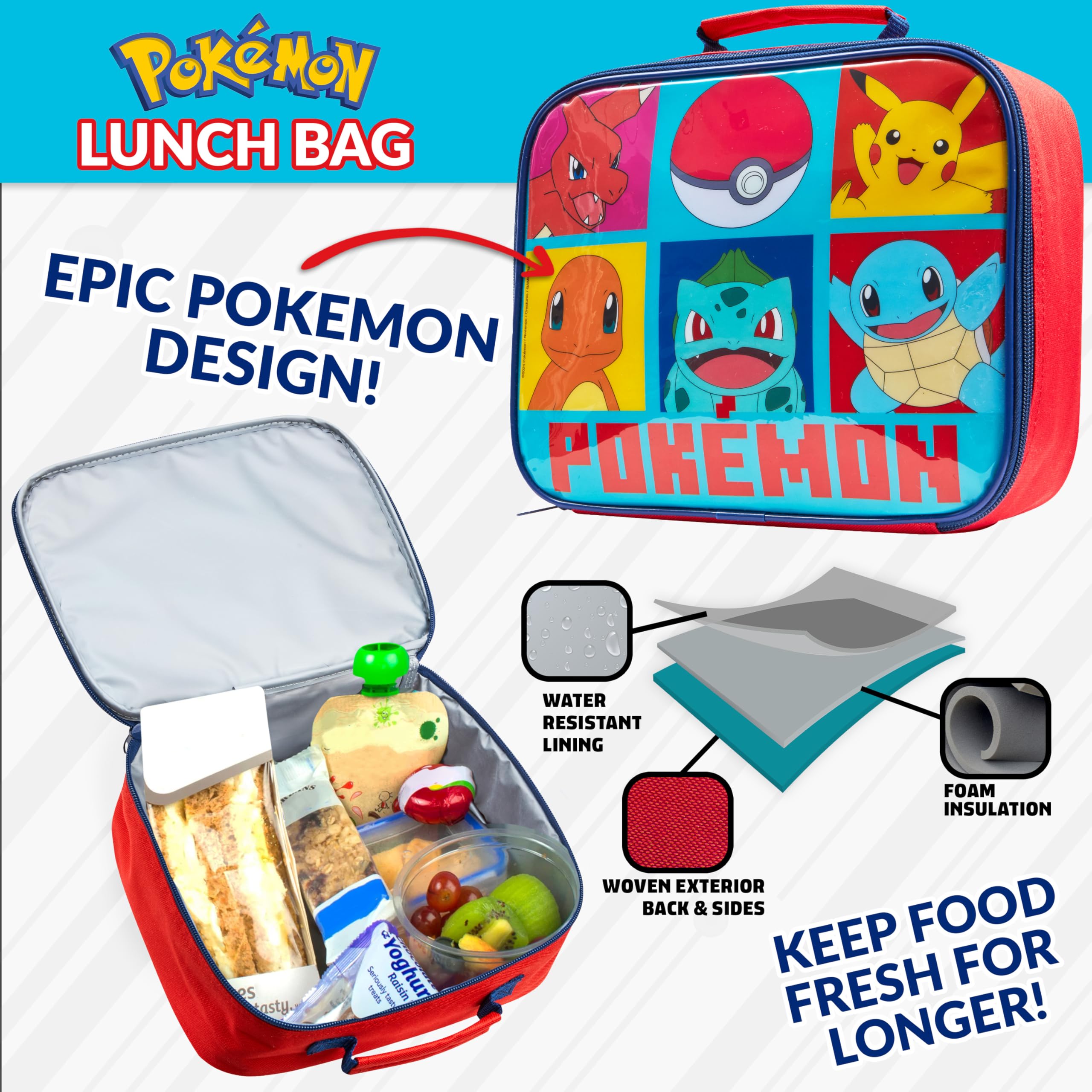 Foto 3 | Set de Bolsas De Almuerzo Con Aislamiento Para Niños Pokémon Con Lonchera Y Botella - Venta Internacional