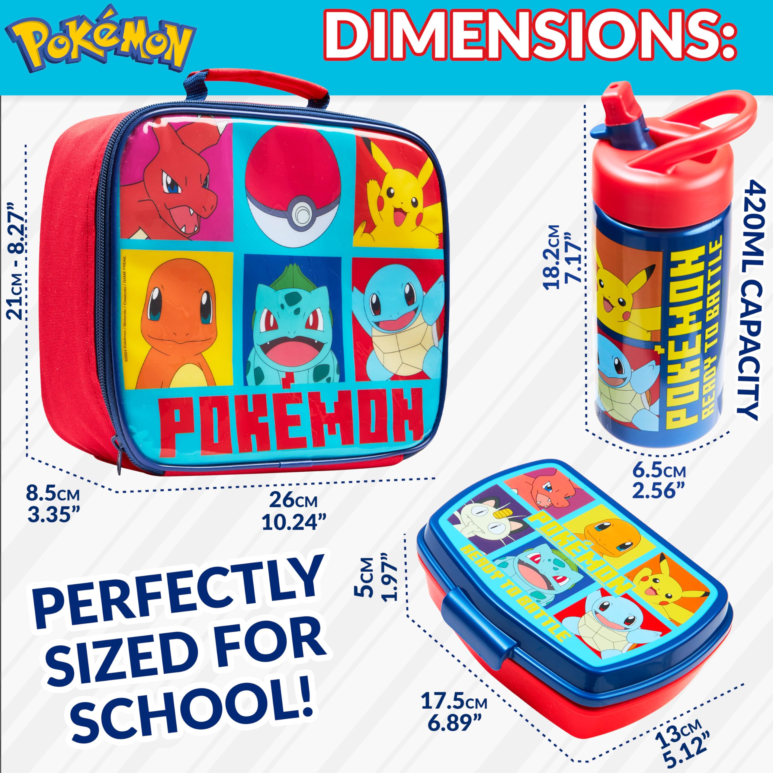 Foto 6 | Set de Bolsas De Almuerzo Con Aislamiento Para Niños Pokémon Con Lonchera Y Botella - Venta Internacional