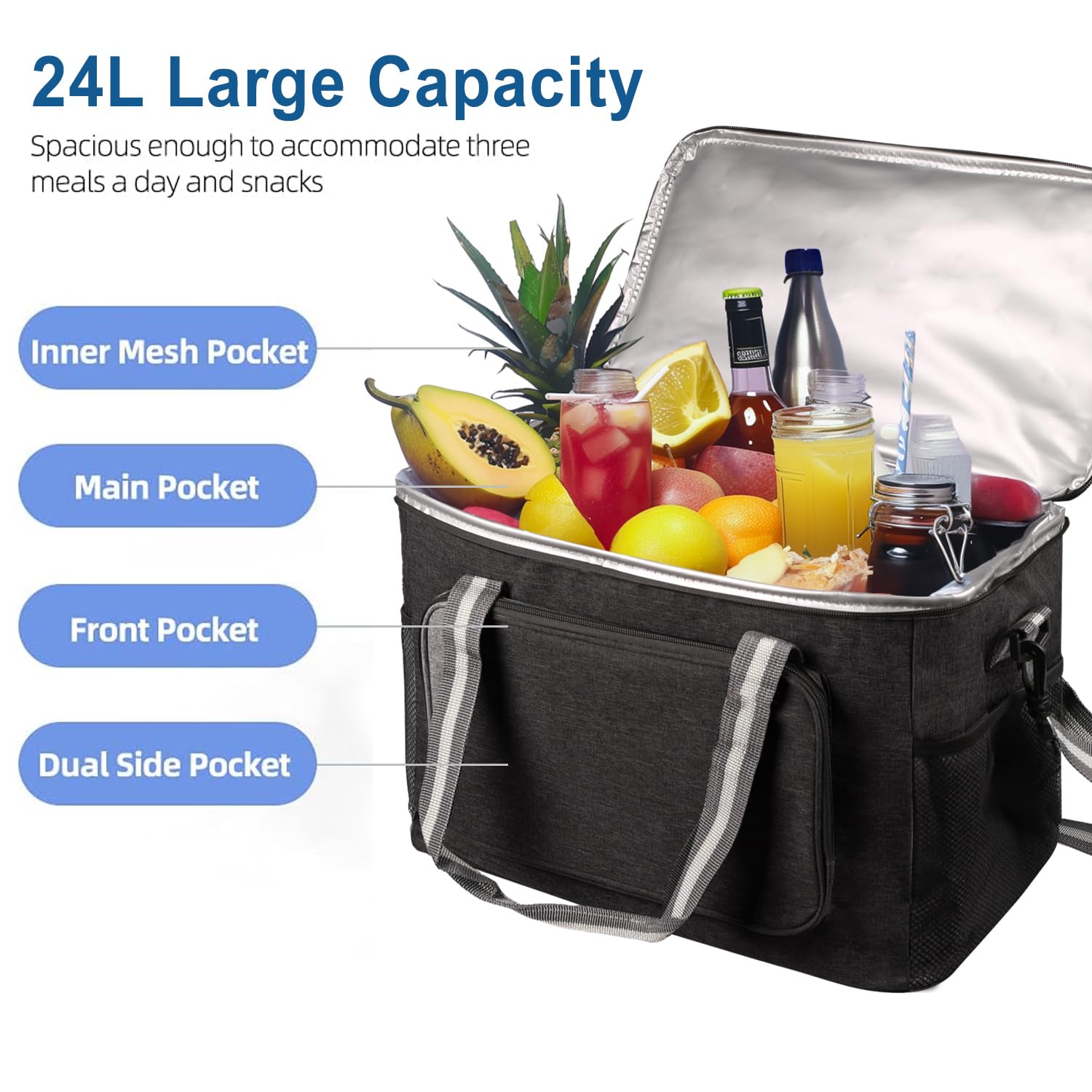 Foto 6 pulgar | Bolsa Térmica Iknoe Grande, 24 Litros, Aislante, A Prueba De Fugas, Negra, 36 Latas - Venta Internacional.