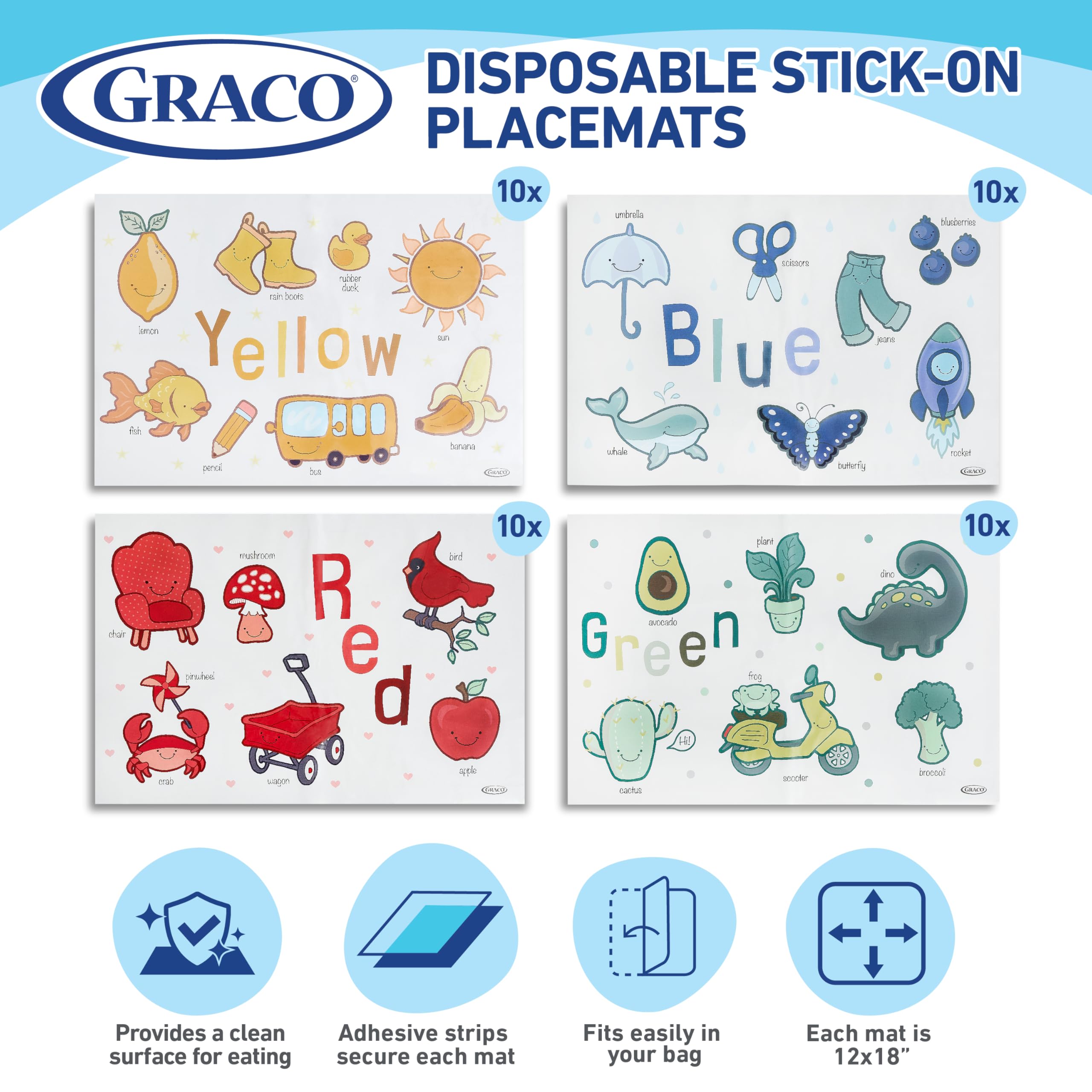 Foto 2 | Manteles Individuales Adhesivos Desechables Graco Baby 40 Unidades - Venta Internacional.