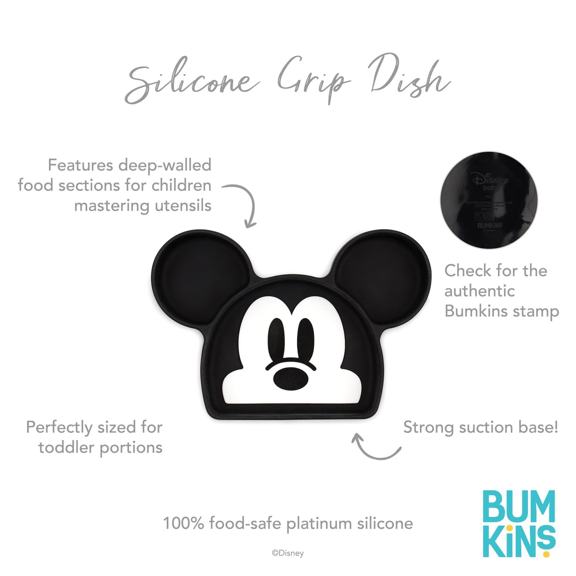 Foto 6 pulgar | Plato Con Agarre De Silicona Bumkins Disney Mickey Mouse - Venta Internacional.