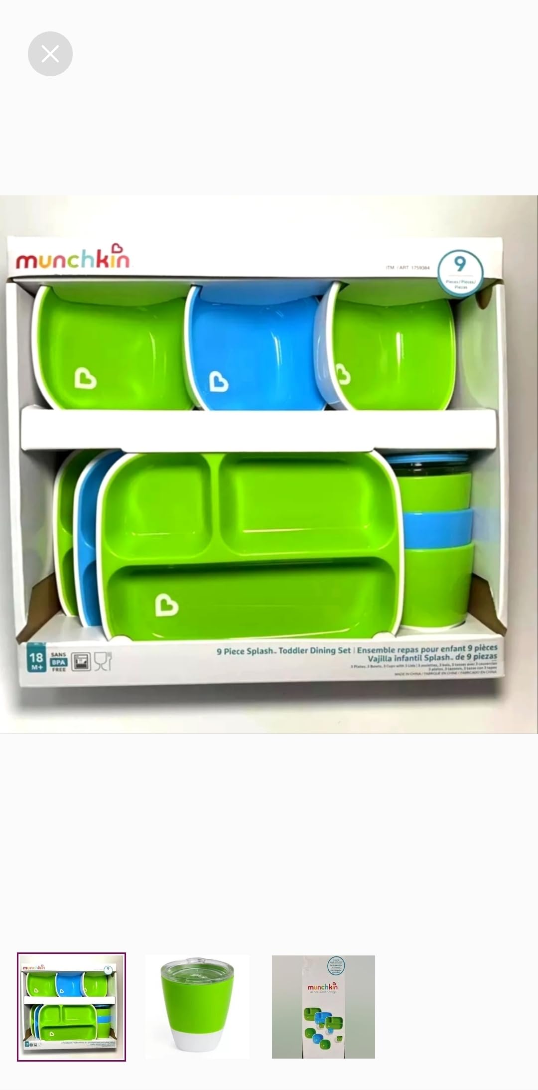 Foto 2 pulgar | Juego De Comedor Para Niños Pequeños Munchkin Splash De 9 Piezas Con Platos Y Cuencos - Venta Internacional.
