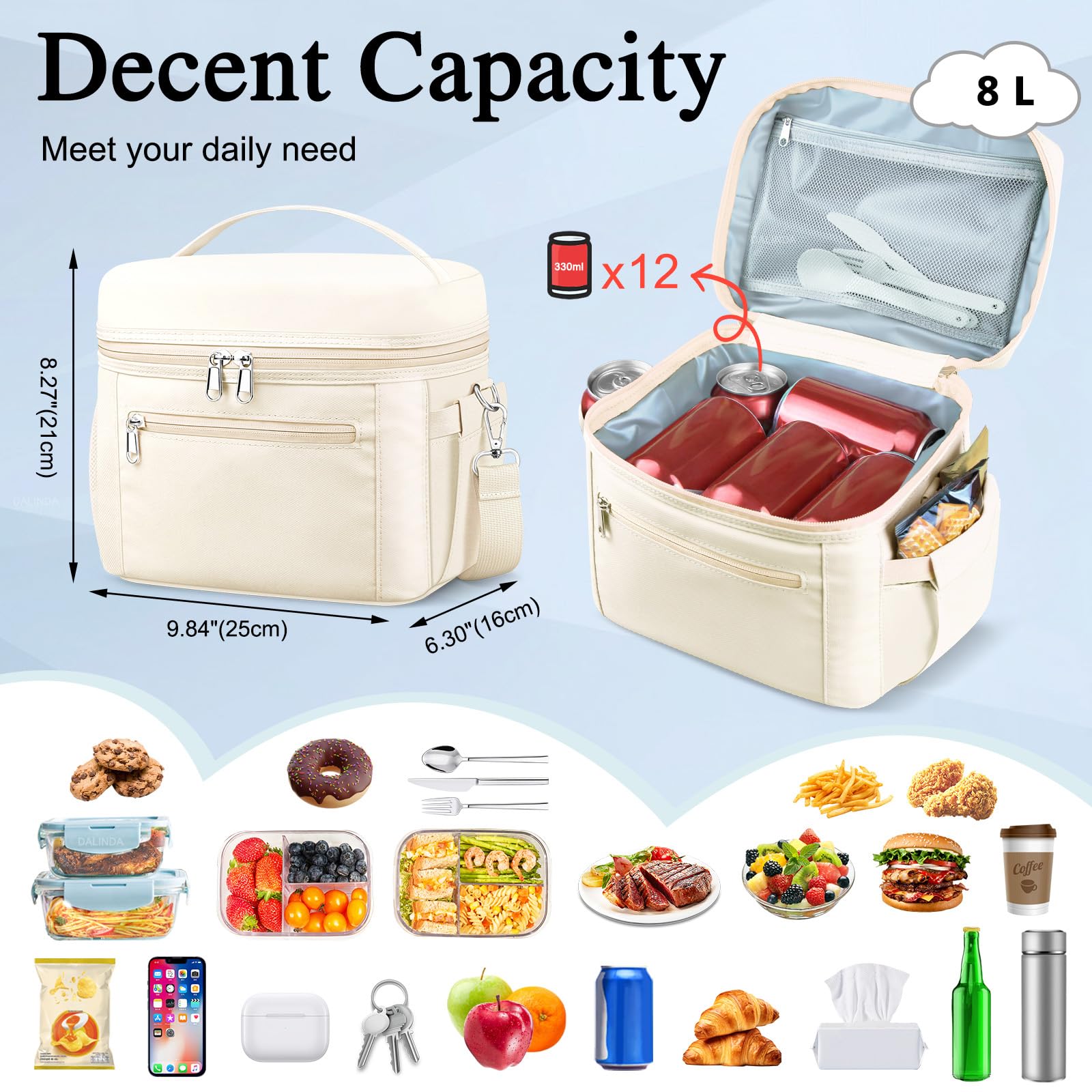 Foto 4 pulgar | Lonchera Aislante Dalinda Para Mujeres Y Hombres, 8 L, Resistente Al Agua - Venta Internacional.
