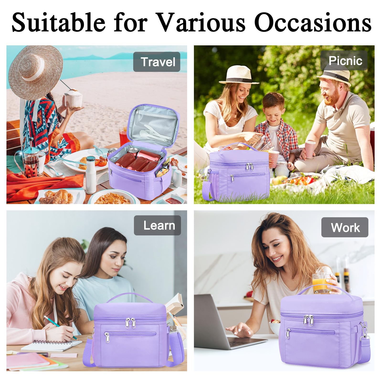 Foto 7 pulgar | Bolsa De Almuerzo Dalinda Para Mujer, Ligera Y Aislante, Color Morado - Venta Internacional.