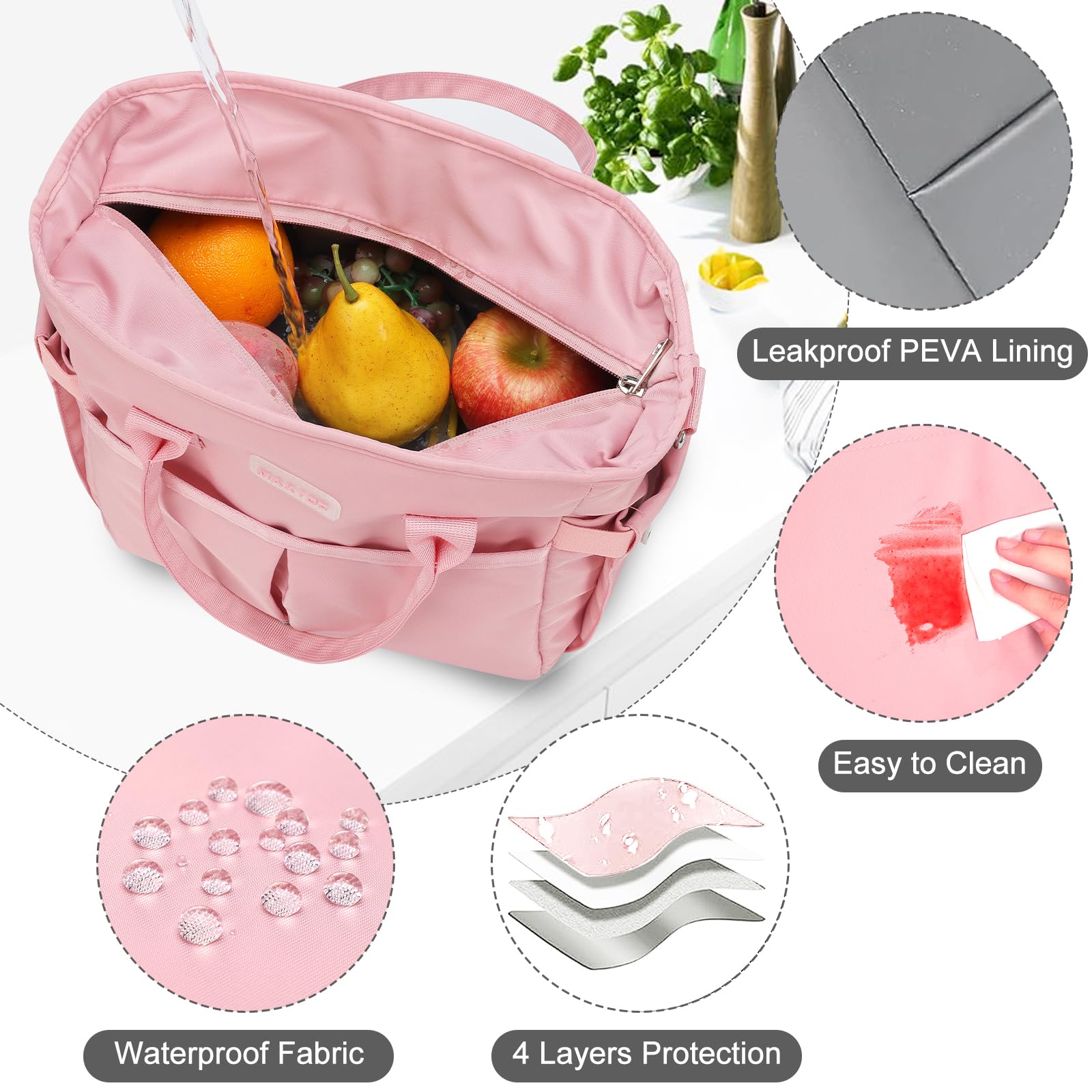 Foto 6 pulgar | Bolsa De Almuerzo Maxtop Con Aislamiento Térmico Para Mujer Y Trabajo, Rosa - Venta Internacional.