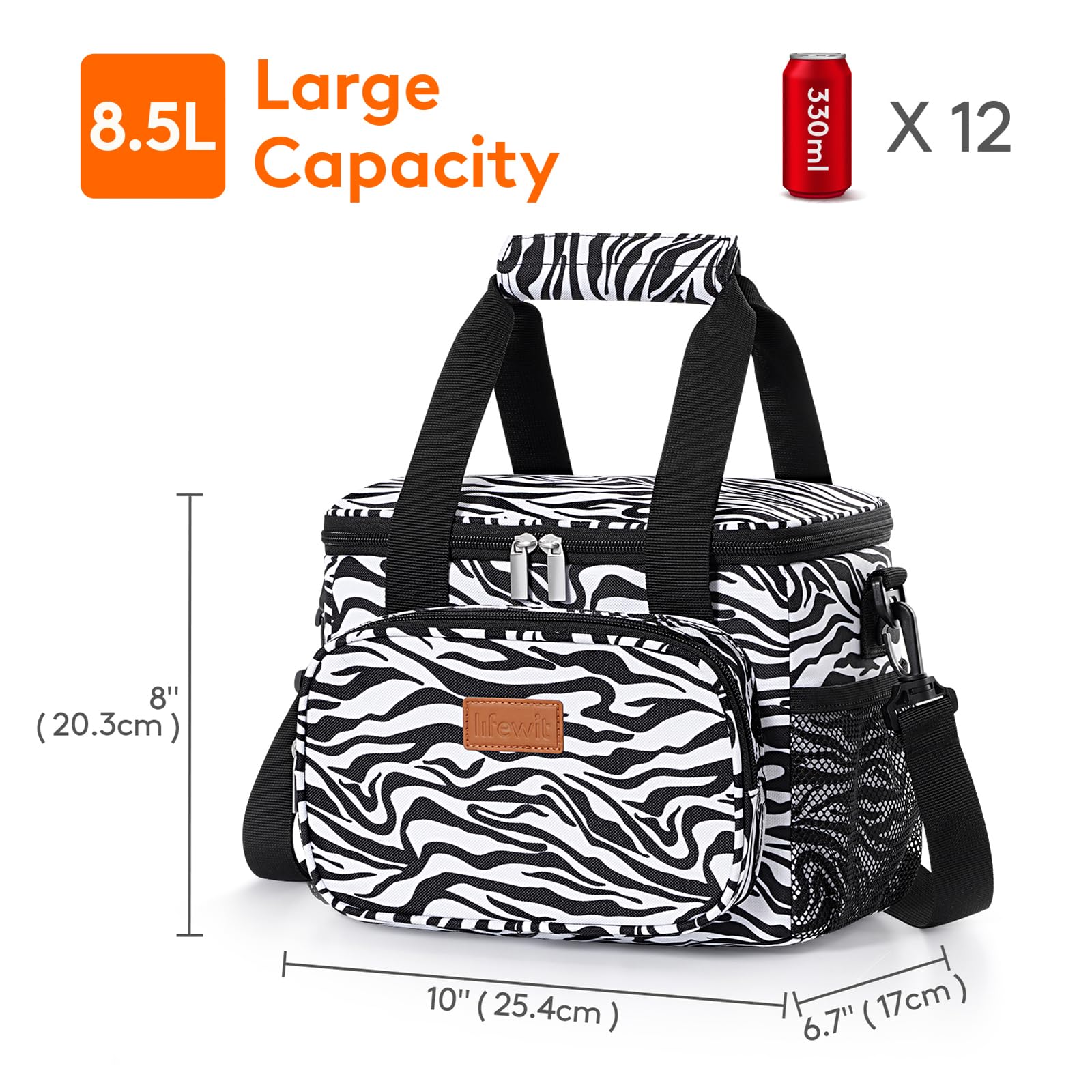 Foto 4 pulgar | Bolsa De Almuerzo Lifewit, Grande, Con Aislamiento Térmico, 8,5 L, Diseño De Rayas De Cebra - Venta Internacional.