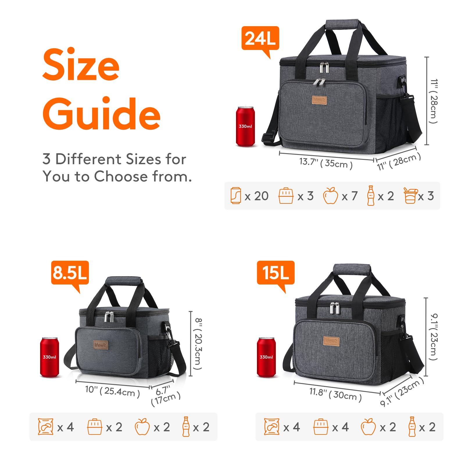 Foto 4 pulgar | Bolsa Térmica Lifewit, Plegable, Aislante, 24 Litros, Gris Oscuro, 40 Latas - Venta Internacional.