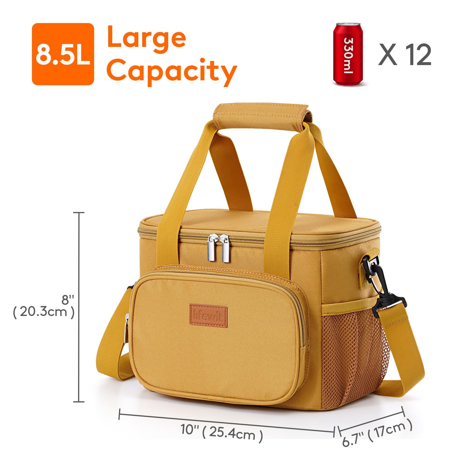 Foto 4 pulgar | Lonchera Lifewit, Tamaño Mediano, Aislante, 8,5 L, Color Marrón, 12 Latas - Venta Internacional.