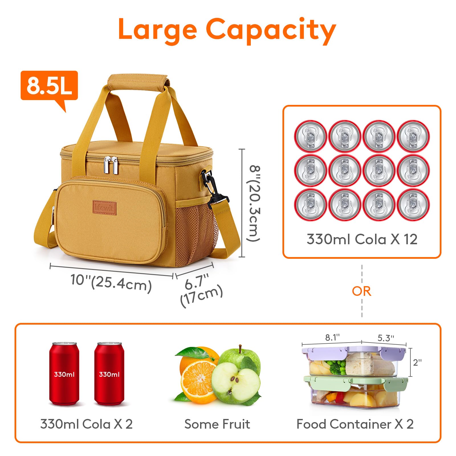 Foto 5 pulgar | Lonchera Lifewit, Tamaño Mediano, Aislante, 8,5 L, Color Marrón, 12 Latas - Venta Internacional.