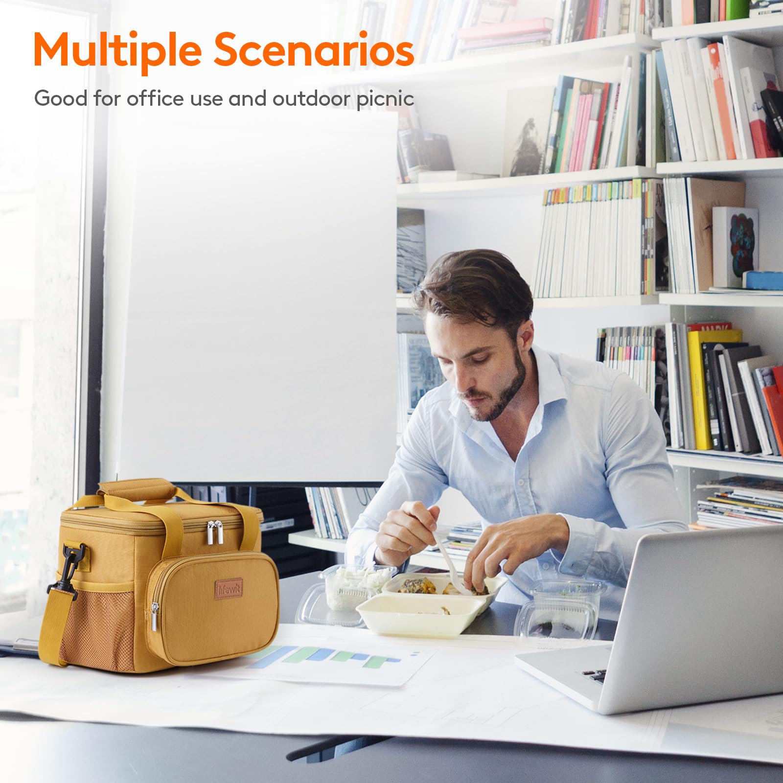 Foto 8 pulgar | Lonchera Lifewit, Tamaño Mediano, Aislante, 8,5 L, Color Marrón, 12 Latas - Venta Internacional.