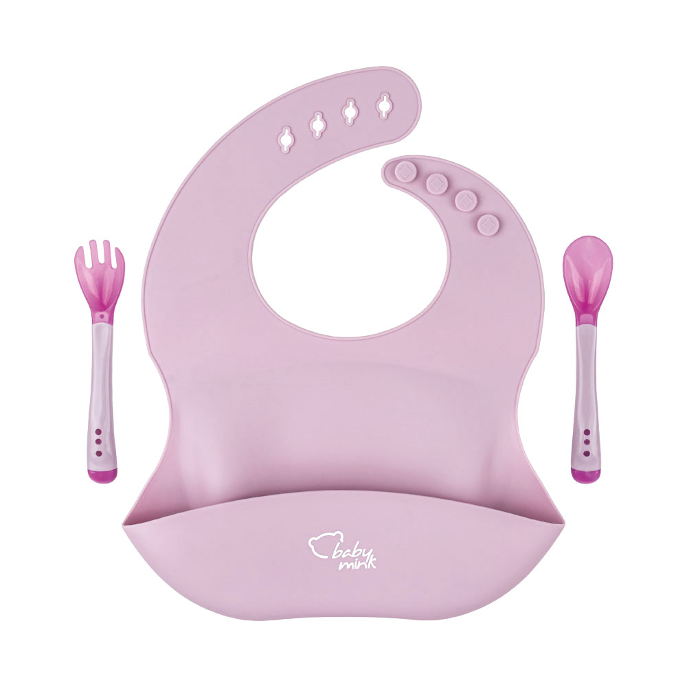 Foto 3 pulgar | Set Comidita Baby Mink Bmf01 Rosa(babero Y Set De Cubiertos)