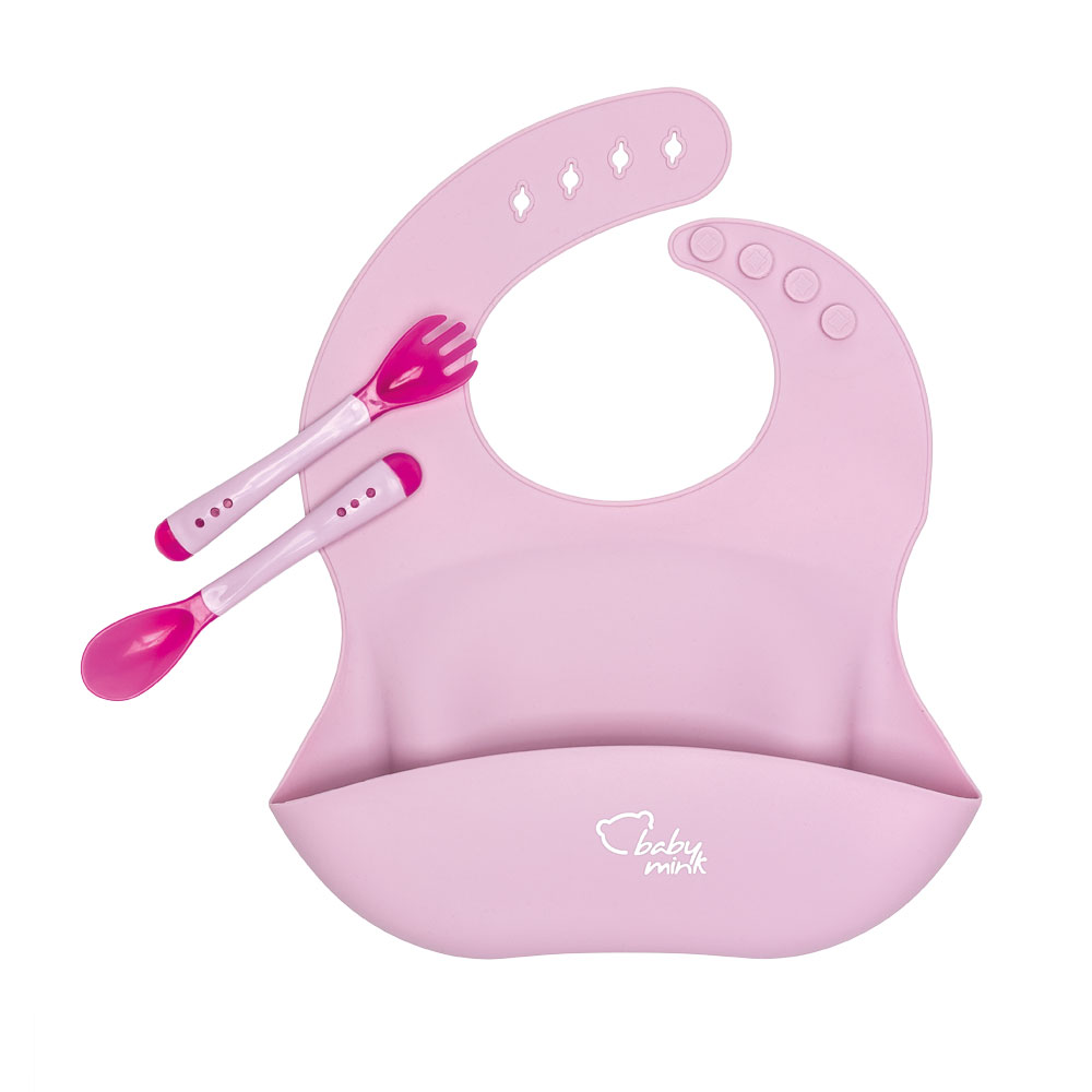 Foto 4 pulgar | Set Comidita Baby Mink Bmf01 Rosa(babero Y Set De Cubiertos)