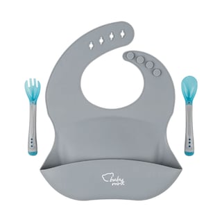 Foto 2 | Set Comidita Baby Mink Bmf01 Gris(babero Y Set De Cubiertos)