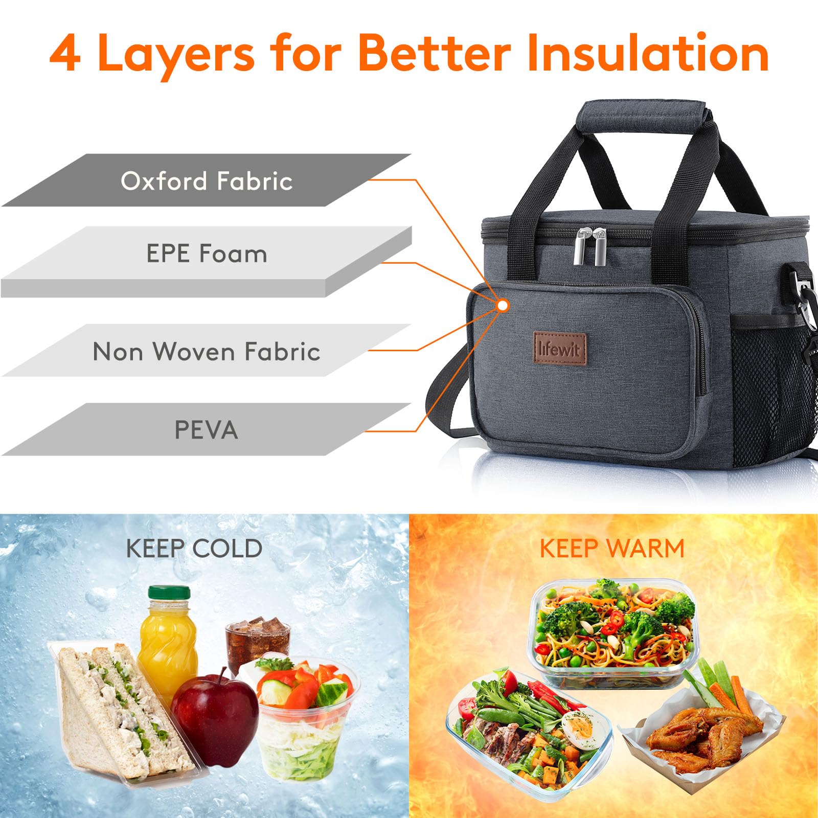 Foto 3 pulgar | Bolsa De Almuerzo Lifewit, Grande, Aislante, Gris Oscuro, 8,5 L - Venta Internacional.