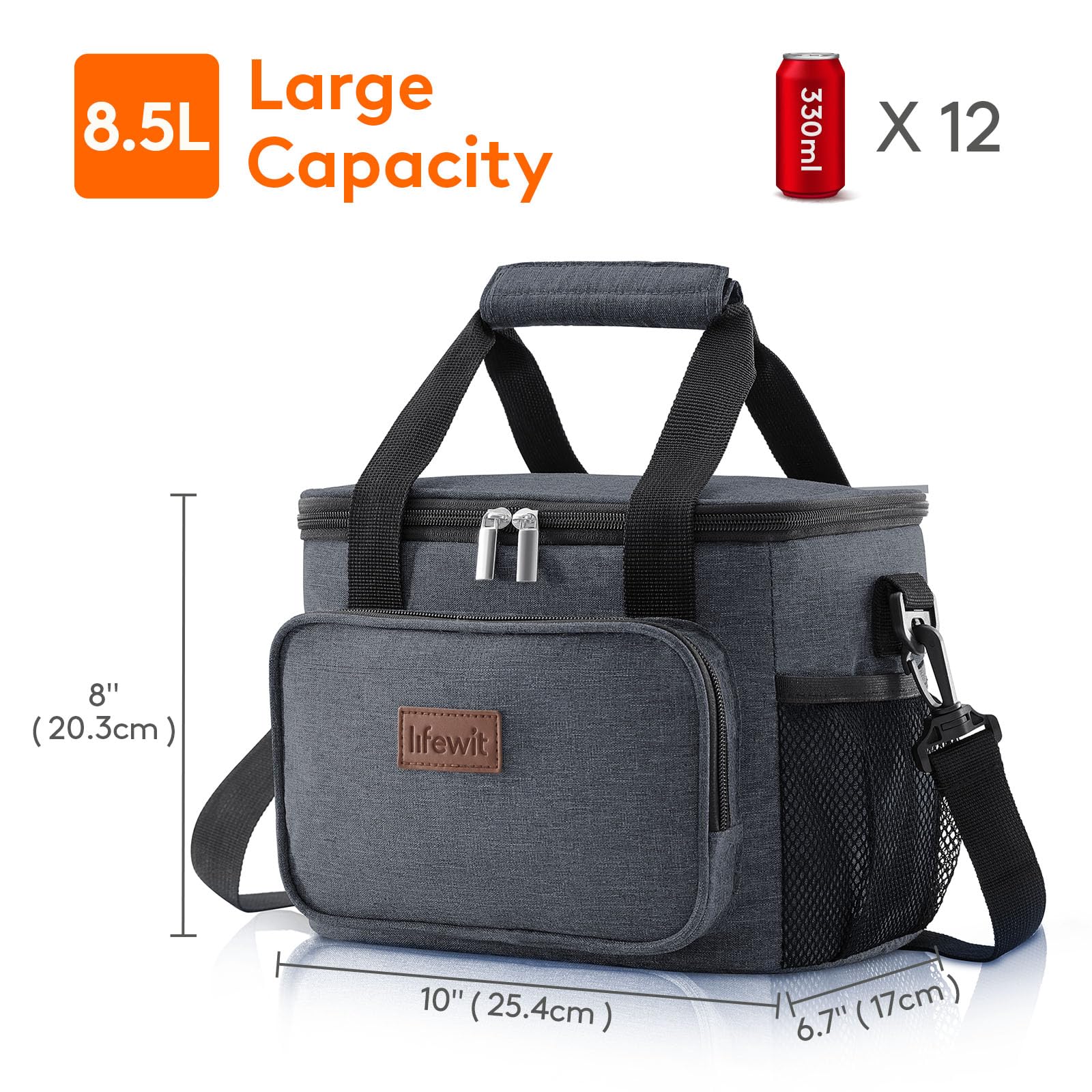 Foto 5 pulgar | Bolsa De Almuerzo Lifewit, Grande, Aislante, Gris Oscuro, 8,5 L - Venta Internacional.