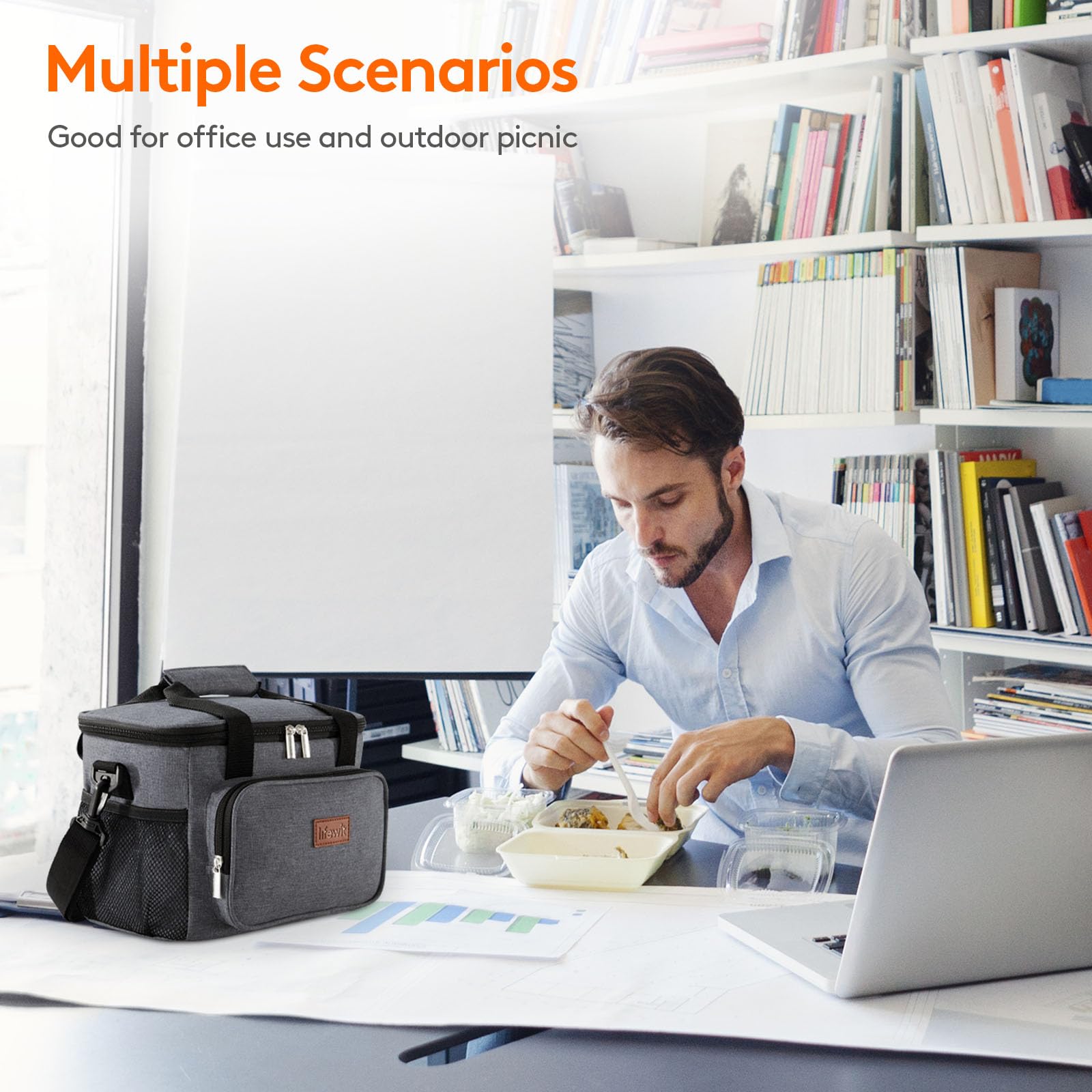 Foto 7 | Bolsa De Almuerzo Lifewit, Grande, Aislante, Gris Oscuro, 8,5 L - Venta Internacional.