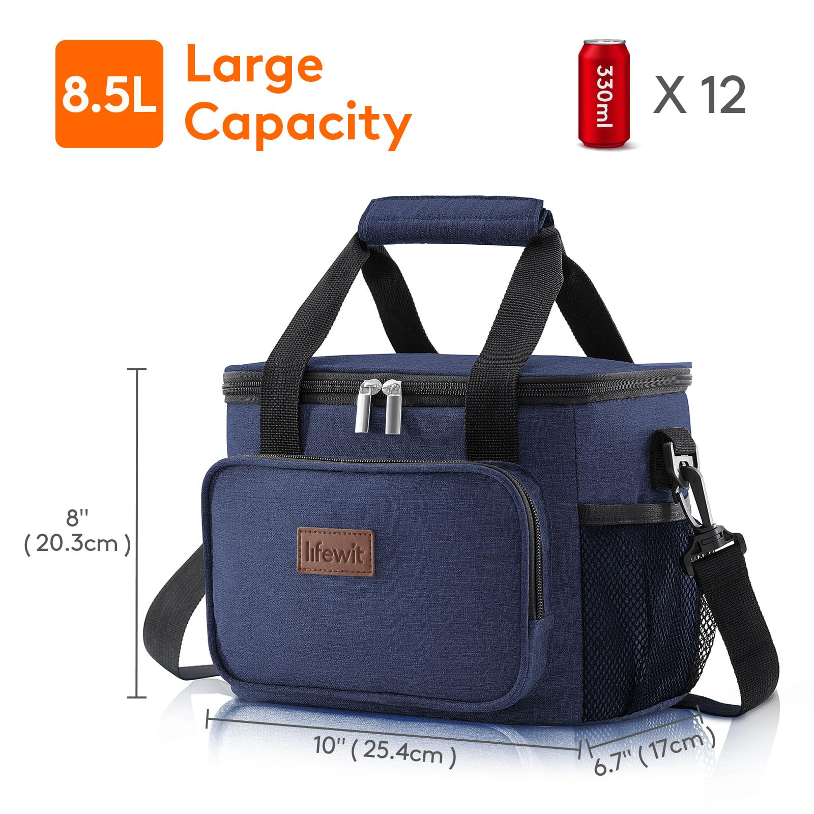 Foto 4 | Bolsa De Almuerzo Lifewit, Grande, Aislante, Azul Oscuro, 8,5 L - Venta Internacional.