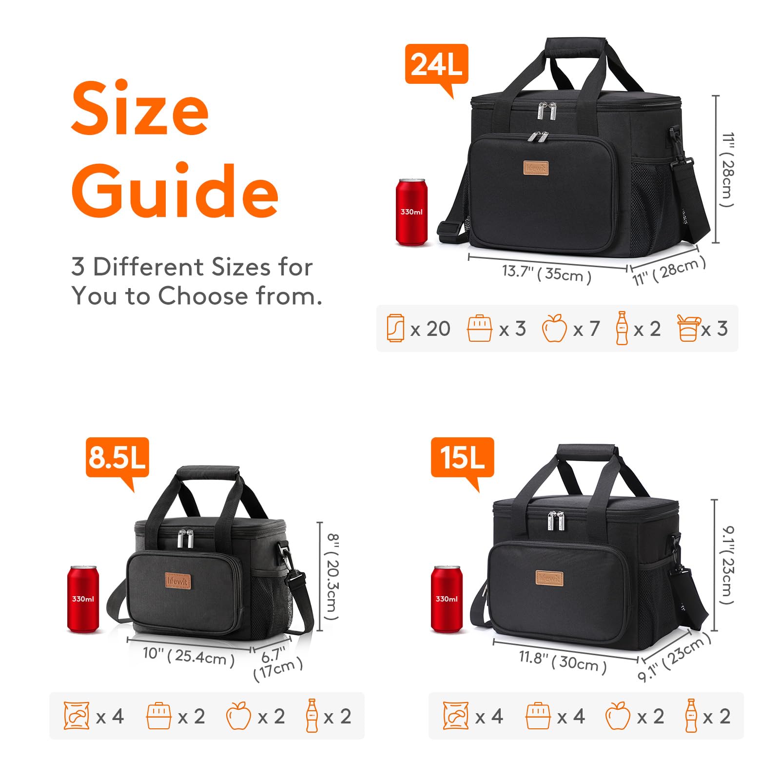 Foto 4 pulgar | Bolsa De Almuerzo Lifewit, Grande, Aislante, Negra, 24 L (40 Latas) - Venta Internacional.
