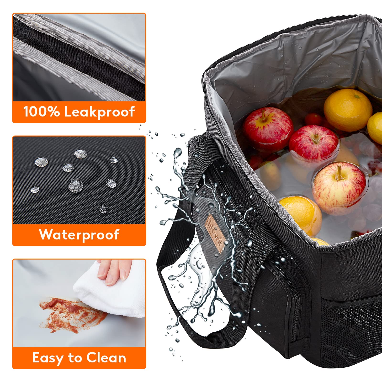 Foto 5 pulgar | Bolsa De Almuerzo Lifewit, Grande, Aislante, Negra, 24 L (40 Latas) - Venta Internacional.