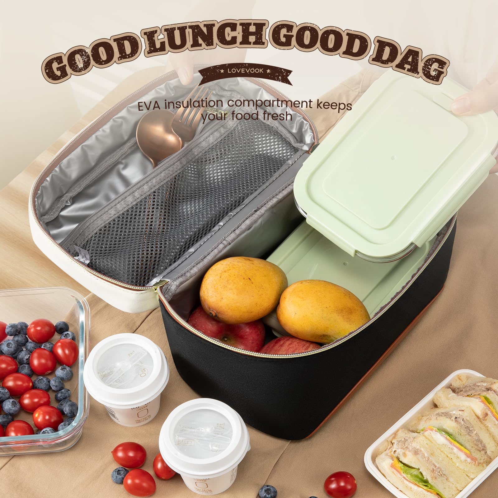 Foto 3 pulgar | Bolsa De Almuerzo Aislante Lovevook Para Mujer Con Correa Ajustable - Venta Internacional.