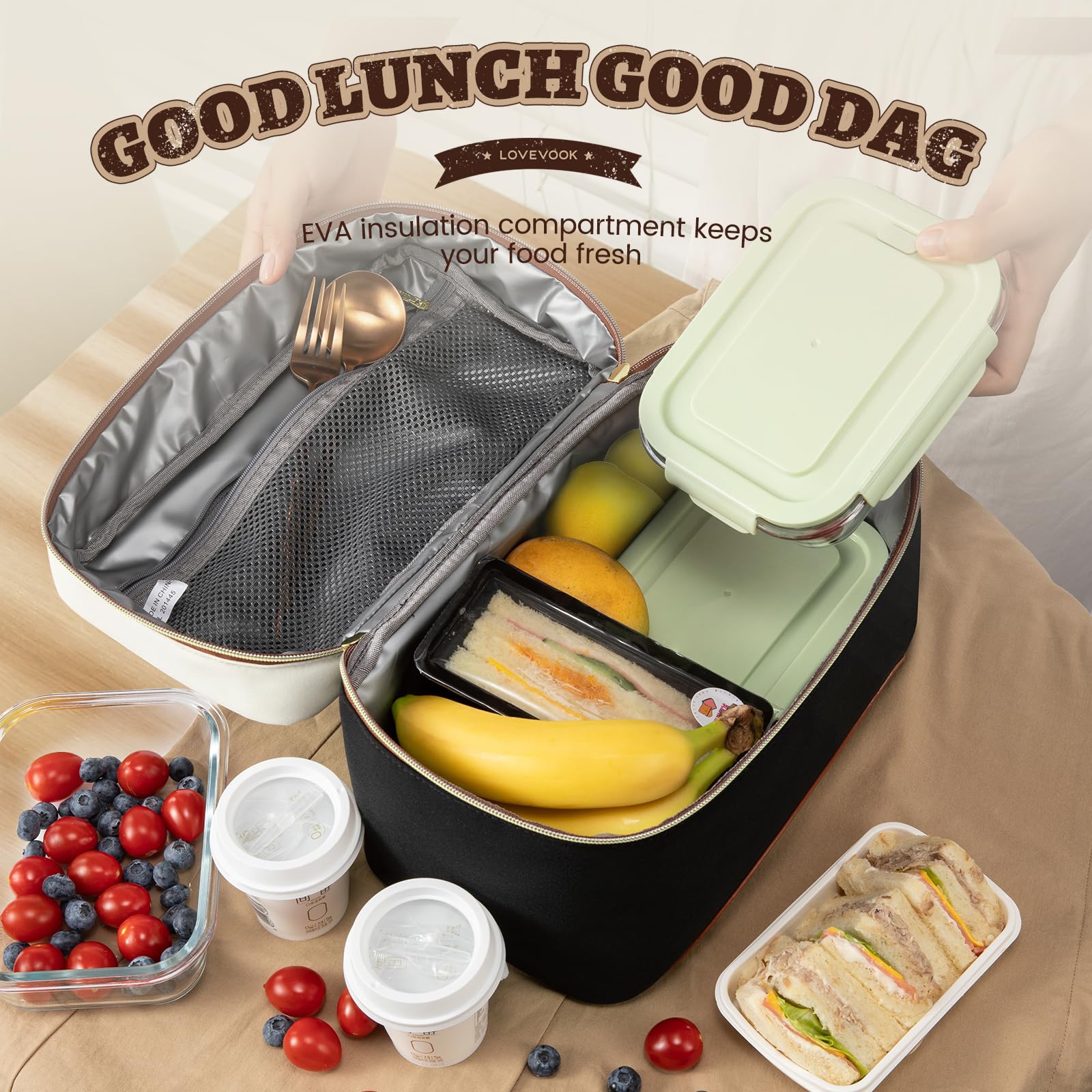 Foto 3 pulgar | Bolsa De Almuerzo Aislante Lovevook Para Mujer Con Correa Ajustable - Venta Internacional.