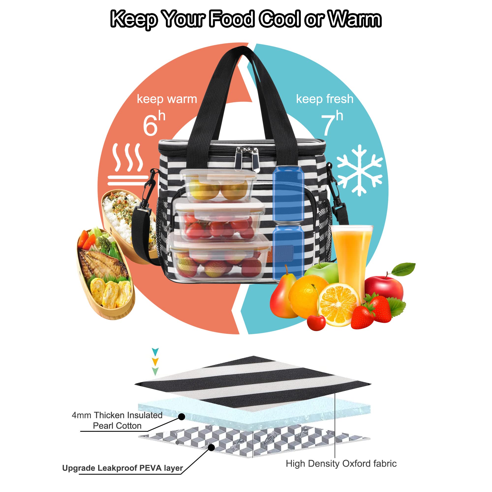Foto 5 | Bolsa De Almuerzo Femuar Con Aislamiento Para Trabajo, Oficina, Pícnic, 8,5 L, 15 L - Venta Internacional.