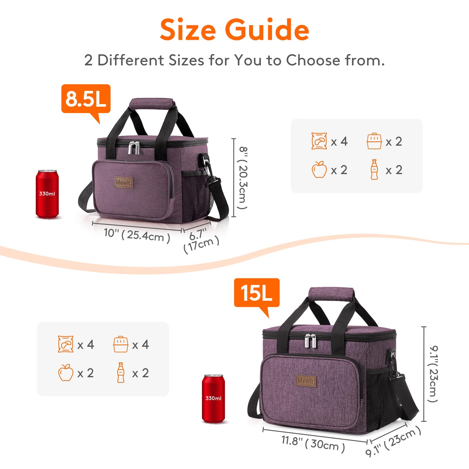Foto 5 pulgar | Lonchera Lifewit, Grande, Aislante, 15 L, Color Morado - Venta Internacional.