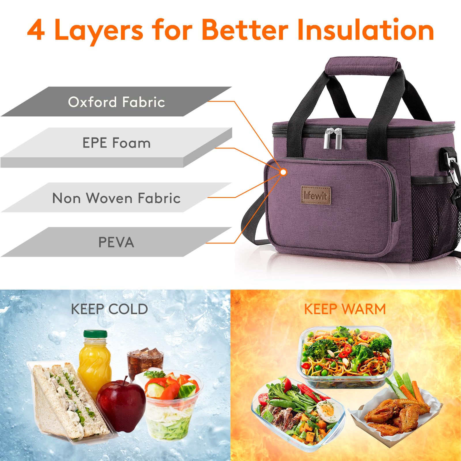 Foto 3 pulgar | Lonchera Lifewit, Grande, Aislante, 9 L, Color Morado - Venta Internacional.