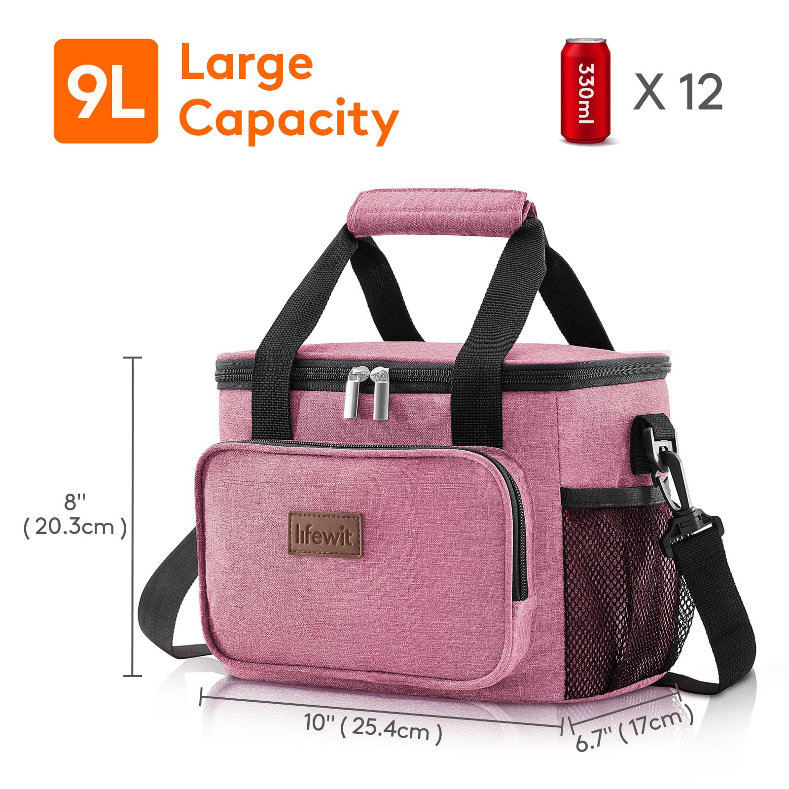 Foto 5 pulgar | Lonchera Lifewit, Grande, Aislante, 9 Litros, Rosa, 12 Latas - Venta Internacional.