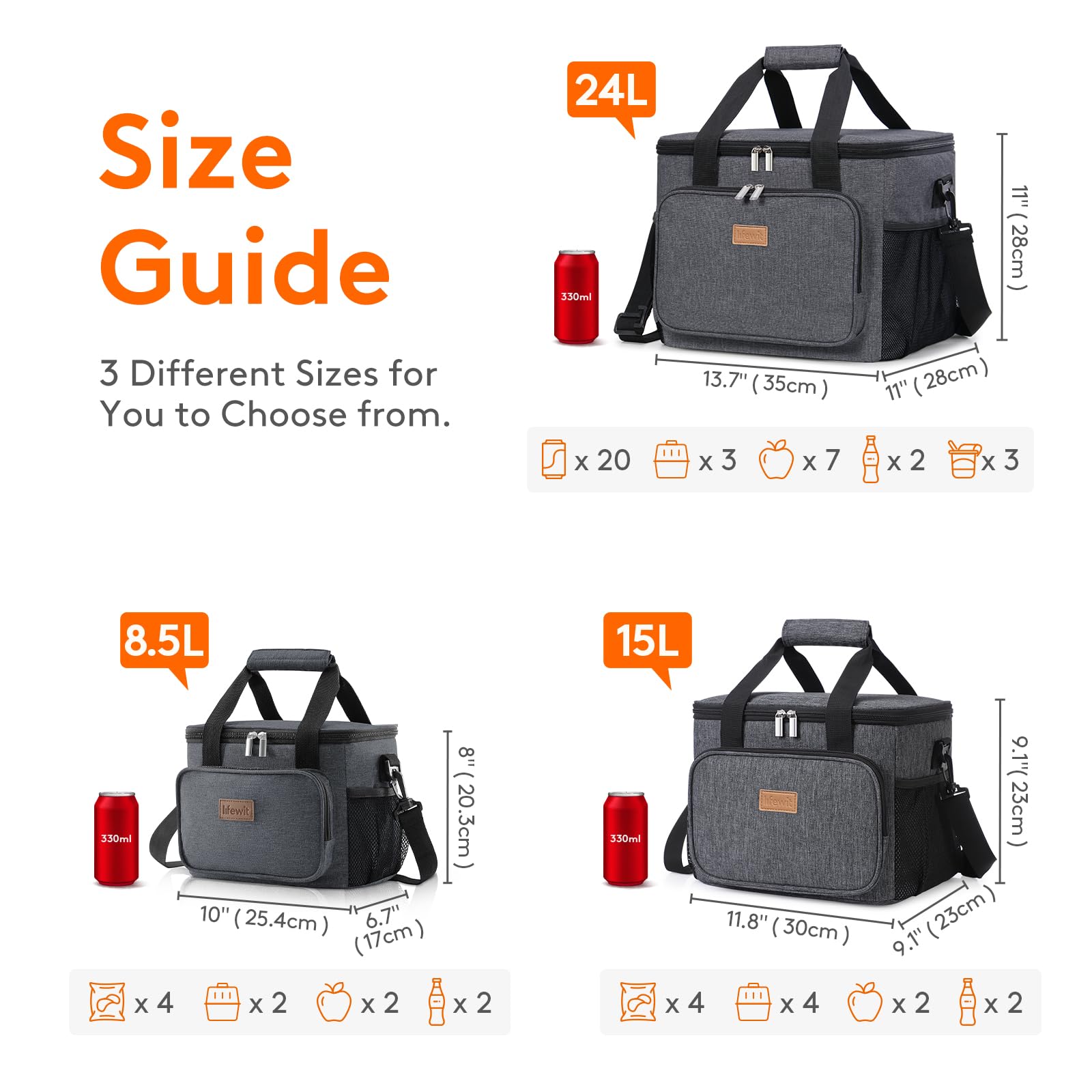 Foto 4 | Lonchera Lifewit Aislante 15 l Gris - Venta Internacional