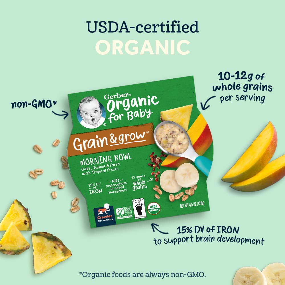 Foto 4 pulgar | Baby Food Gerber Organic Grain & Grow Morning Bowl, 130 G X 8 - Venta Internacional.