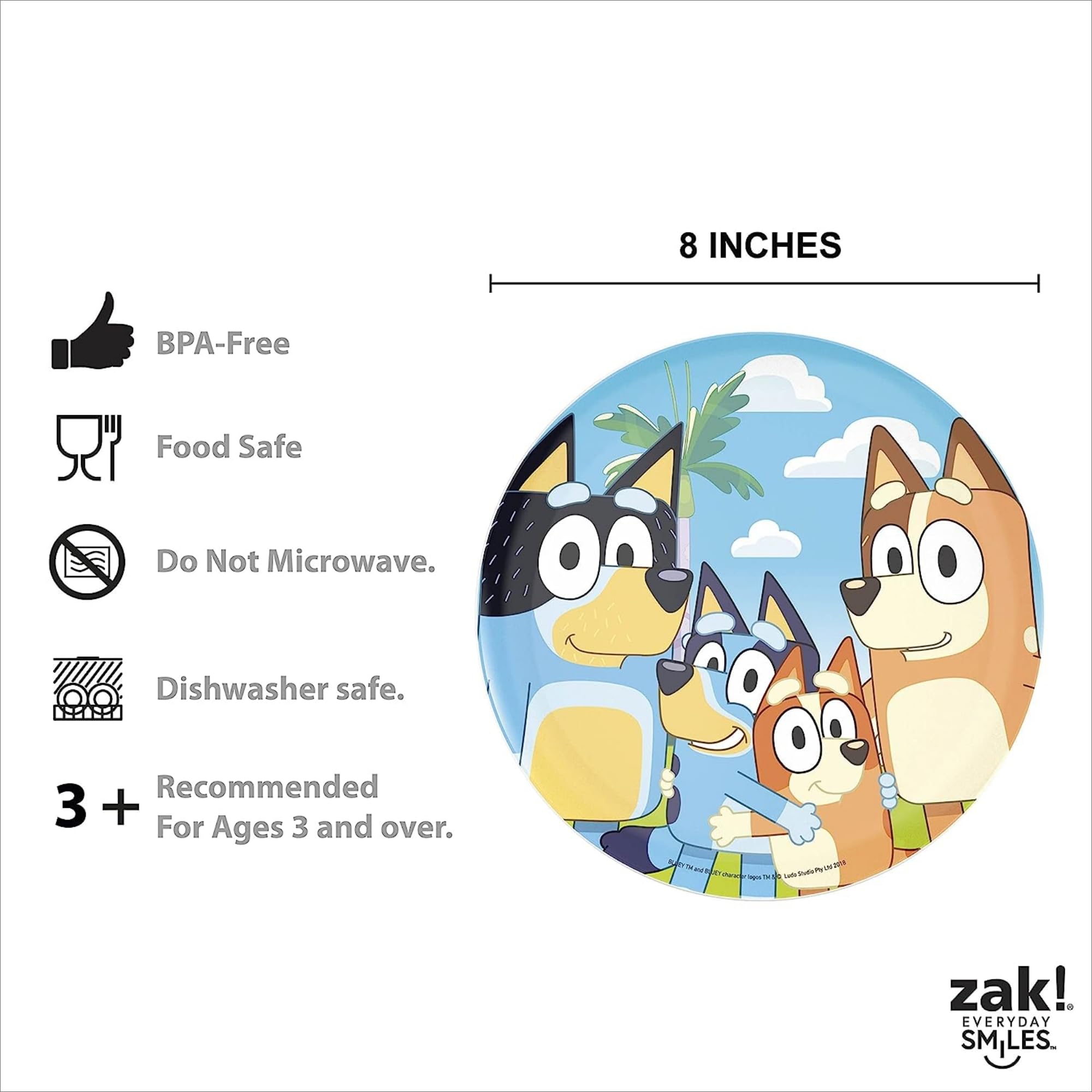 Foto 3 pulgar | Juego De Vajilla Zak Designs Bluey De 5 Piezas Para Niños Mayores De 3 Años - Venta Internacional.