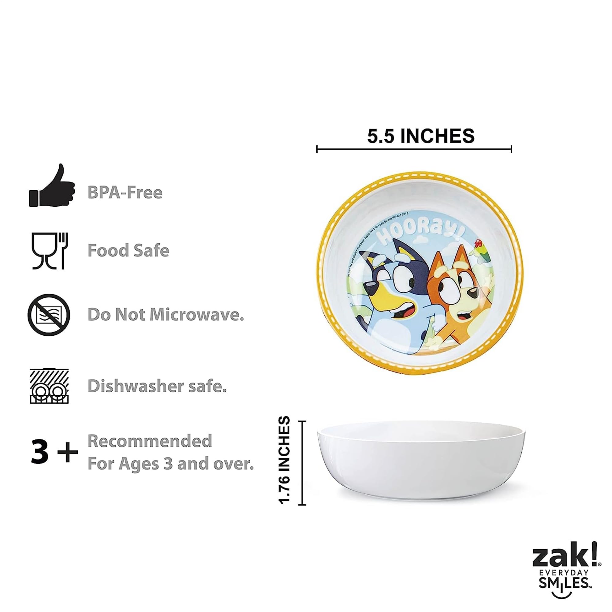 Foto 4 pulgar | Juego De Vajilla Zak Designs Bluey De 5 Piezas Para Niños Mayores De 3 Años - Venta Internacional.