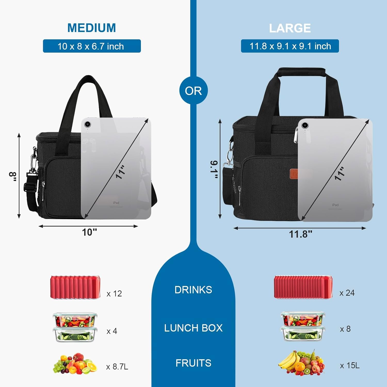 Foto 3 pulgar | Bolsa De Almuerzo Femuar Con Aislamiento De 15 Litros Para Adultos, Color Negro - Venta Internacional.