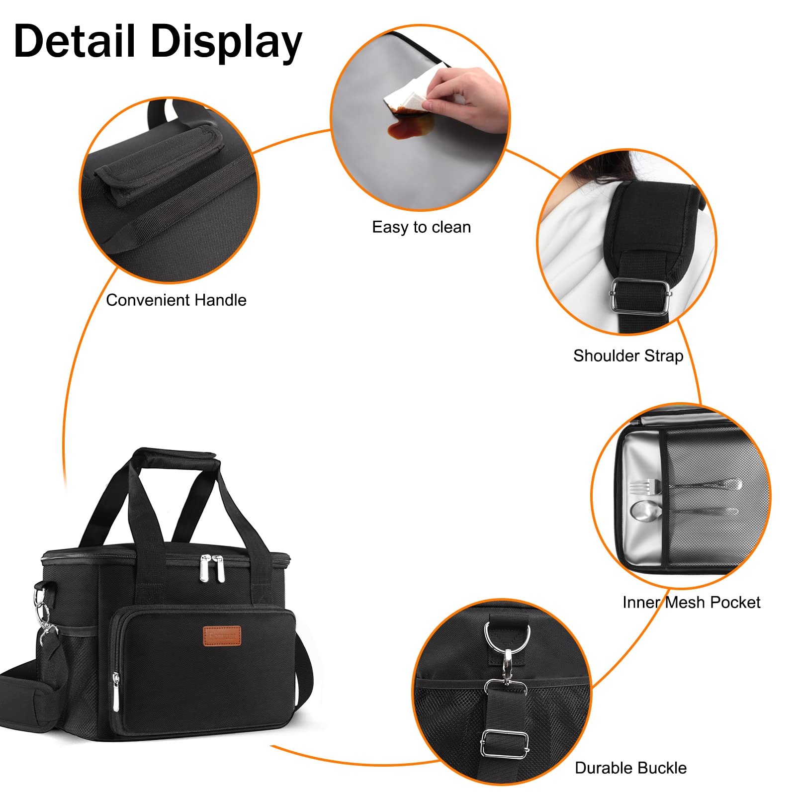 Foto 7 pulgar | Bolsa De Almuerzo Femuar Con Aislamiento De 15 Litros Para Adultos, Color Negro - Venta Internacional.