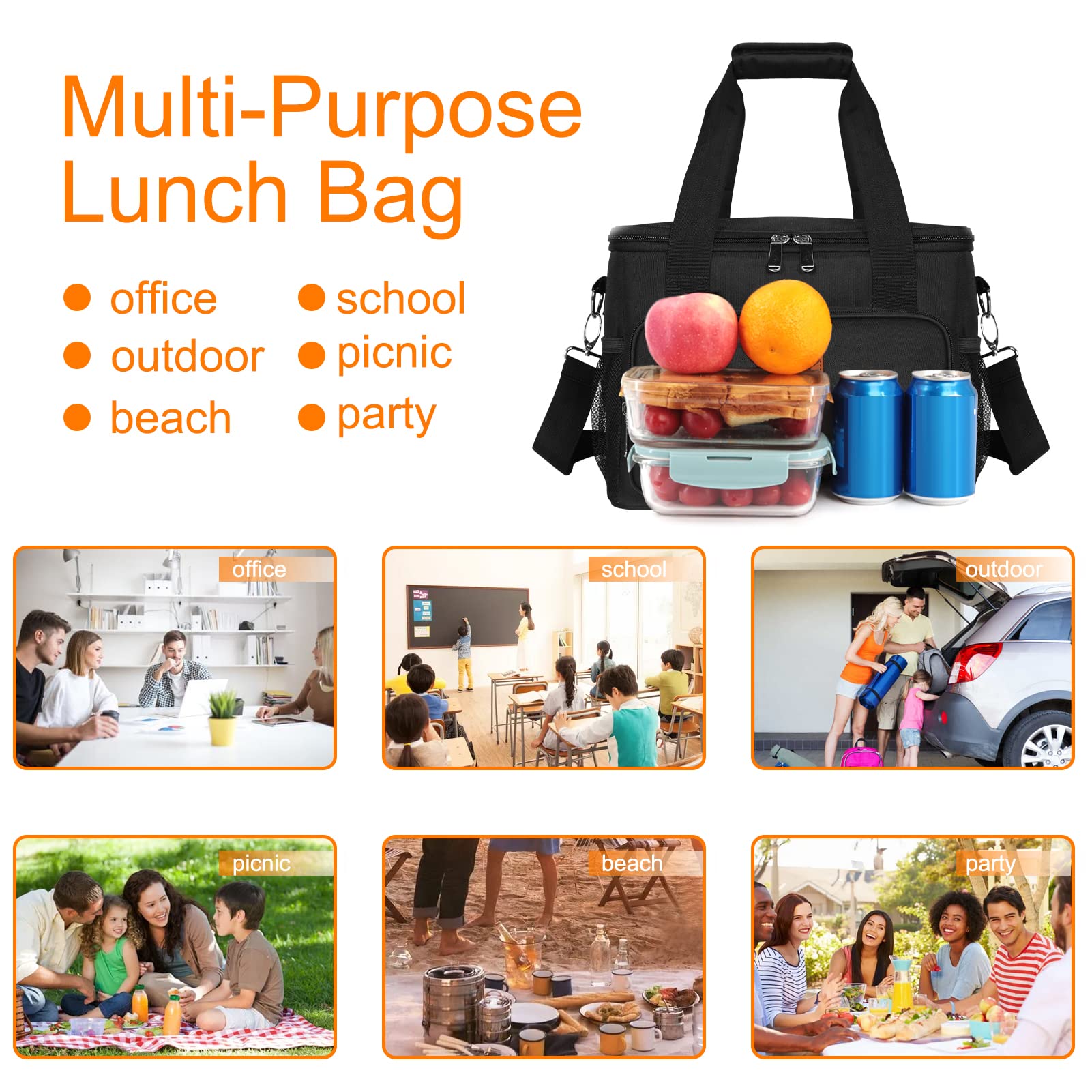 Foto 8 pulgar | Bolsa De Almuerzo Femuar Con Aislamiento De 15 Litros Para Adultos, Color Negro - Venta Internacional.
