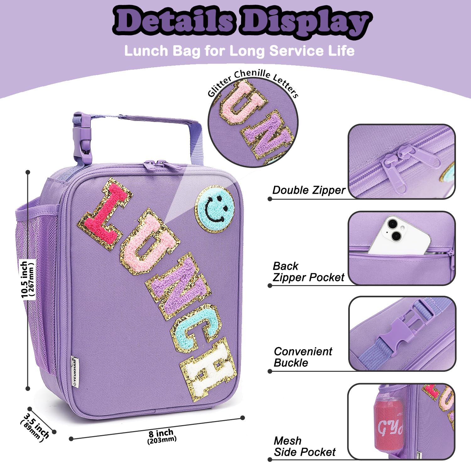 Foto 5 pulgar | Lonchera Flowfly, Con Aislamiento, Suave, Pequeña Nevera, Color Morado - Venta Internacional.