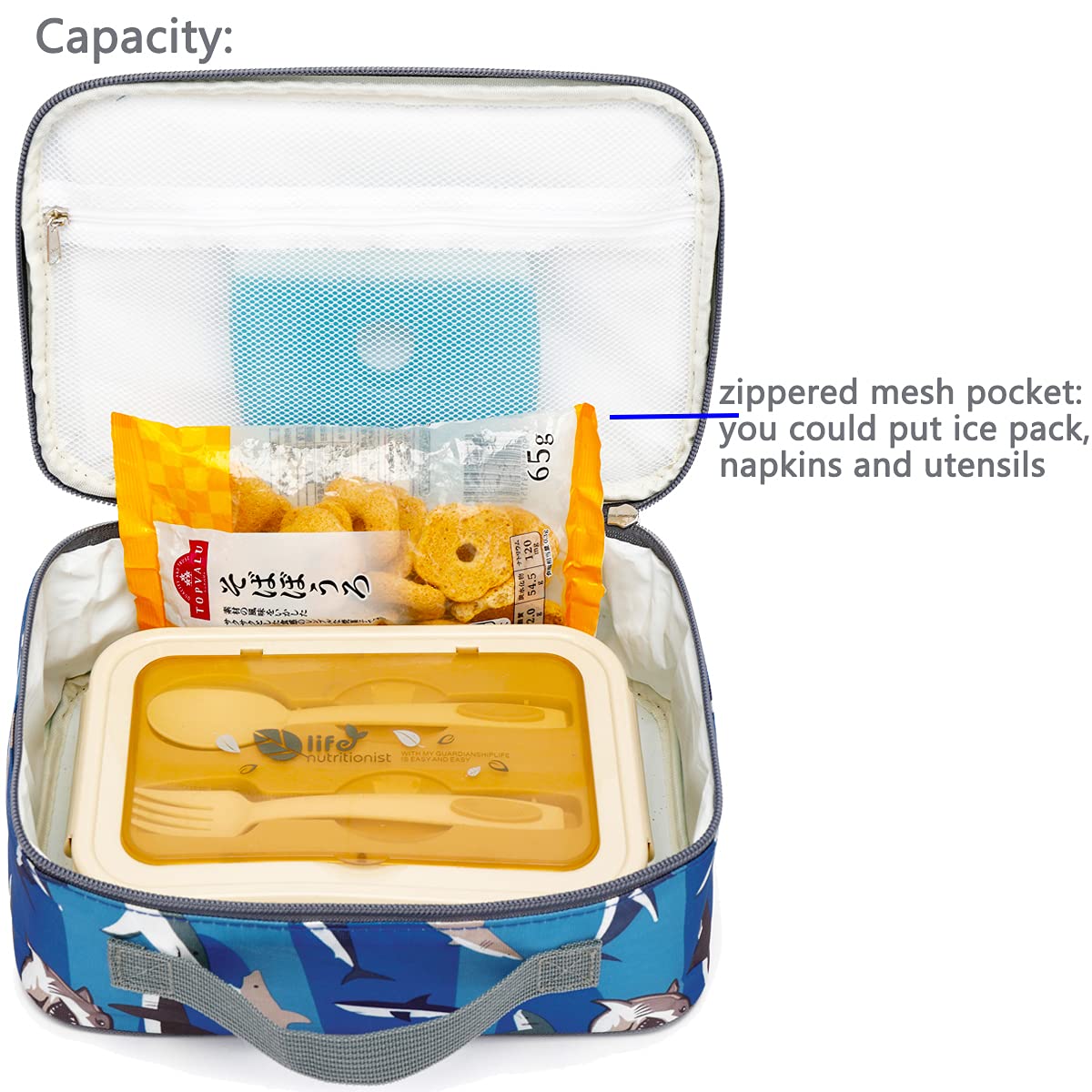 Foto 4 | Lonchera Flowfly Kids, Bolsa Blanda Aislante Mini Cooler Shark - Venta Internacional.