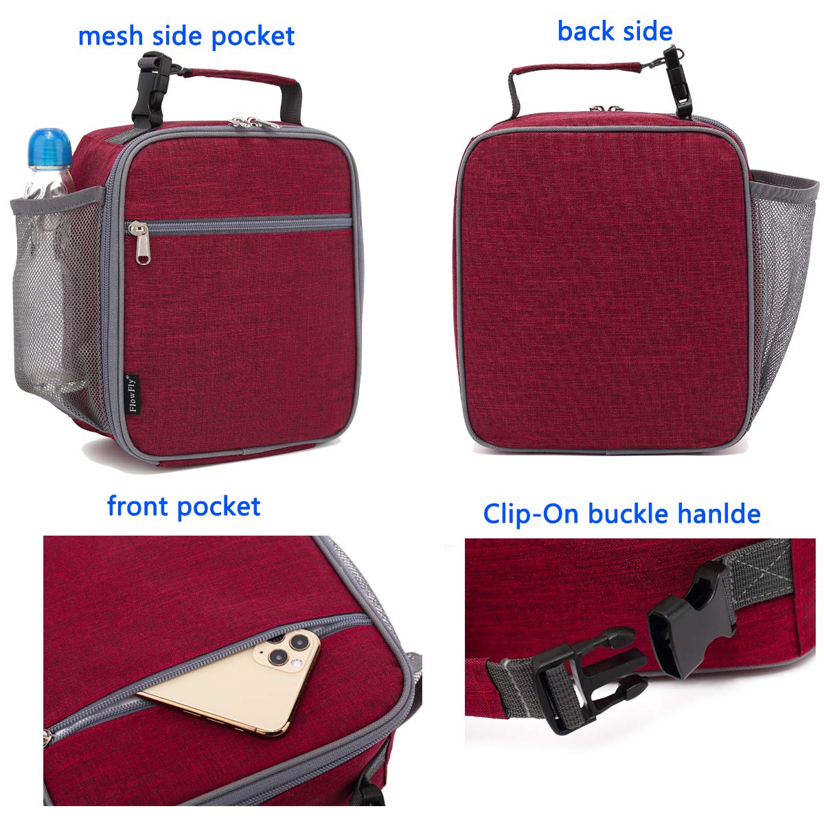 Foto 5 pulgar | Lonchera Flowfly Kids, Bolsa Blanda Aislante Para Niños, Roja Para Más De 3 Años - Venta Internacional.
