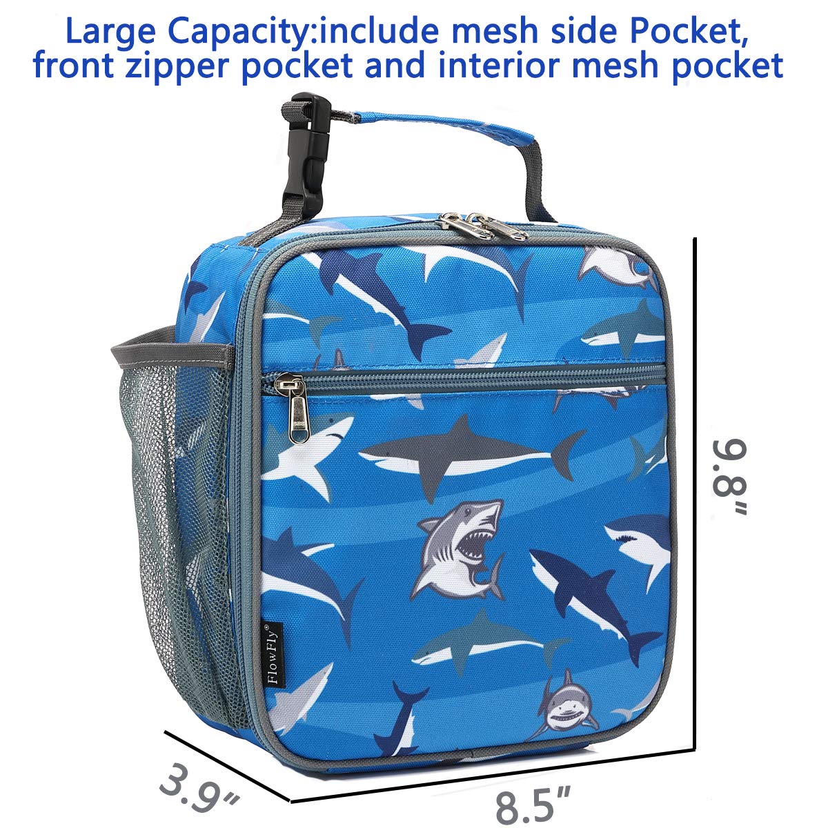 Foto 3 | Lonchera Flowfly Kids, Bolsa Blanda Aislante Mini Cooler Shark - Venta Internacional.