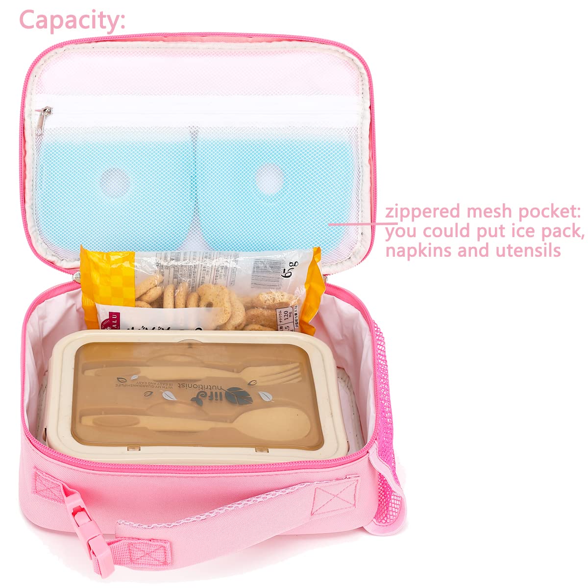 Foto 5 pulgar | Lunch Box Flowfly Kids, Bolsa Blanda Aislante Rosa Para Más De 3 Años - Venta Internacional.
