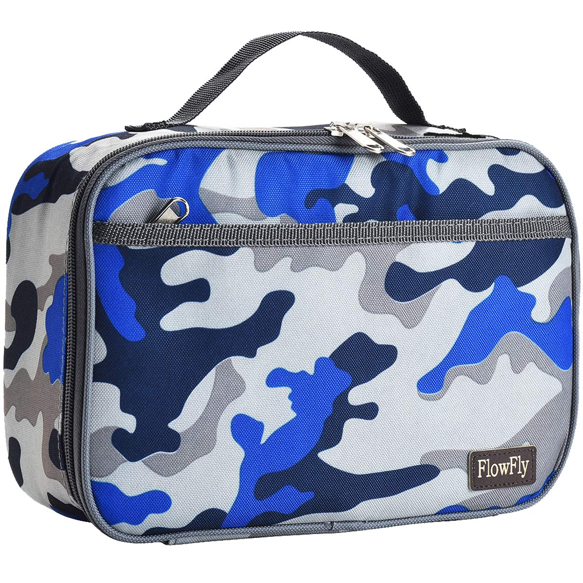 Lonchera Flowfly Kids, Bolsa Blanda Aislante, Color Azul Camuflaje - Venta Internacional.