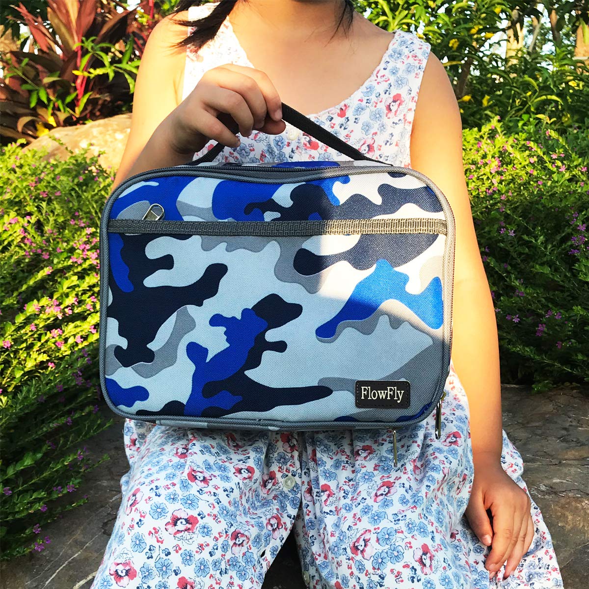 Foto 8 pulgar | Lonchera Flowfly Kids, Bolsa Blanda Aislante, Color Azul Camuflaje - Venta Internacional.