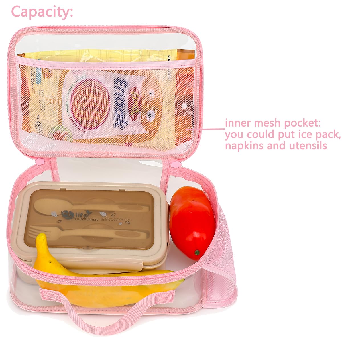 Foto 5 pulgar | Lonchera Flowfly, Bolsa Blanda Aislante Para Niños, Color Rosa Transparente - Venta Internacional.