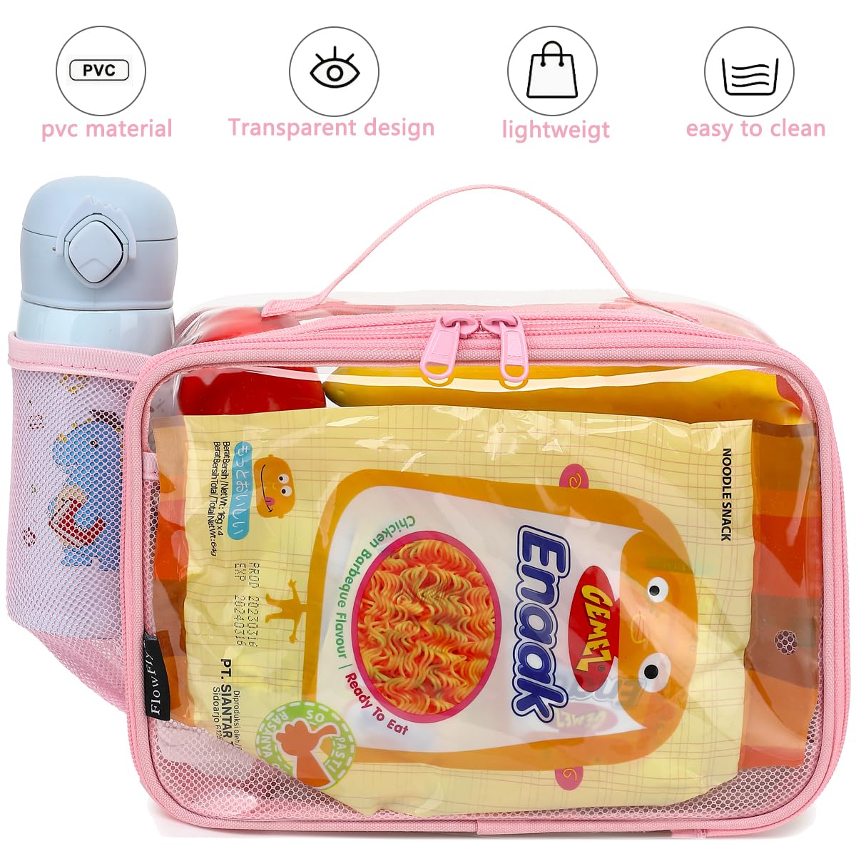 Foto 5 | Lonchera Flowfly, Bolsa Blanda Aislante Para Niños, Color Rosa Transparente - Venta Internacional.